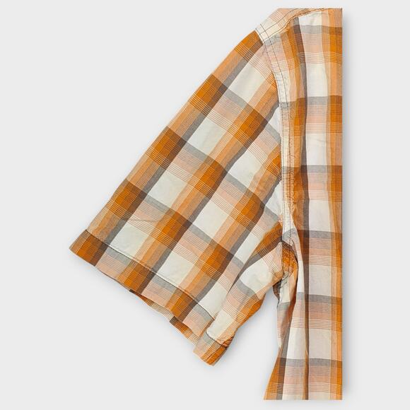 Mens Carhartt Relaxed Fit Short Sleeve Button Down Orange Plaid Size Large - Picture 3 of 4
